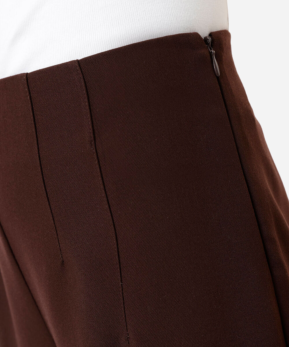 calça feminina alfaiataria wide cropped marrom