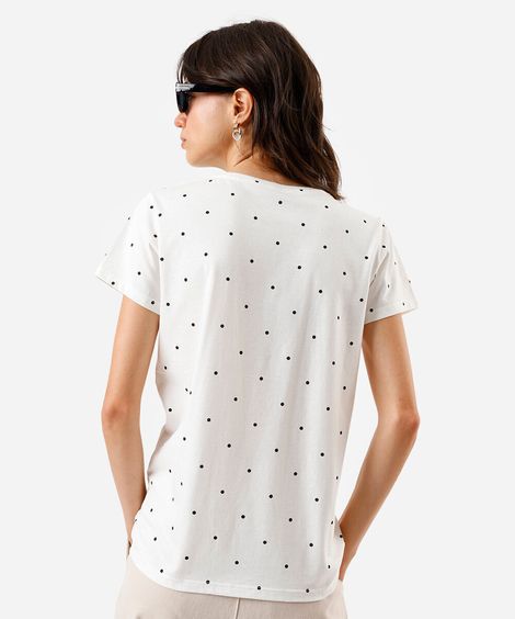 camiseta feminina poá minnie off white