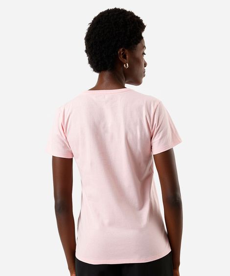 camiseta feminina de algodão mickey rosa