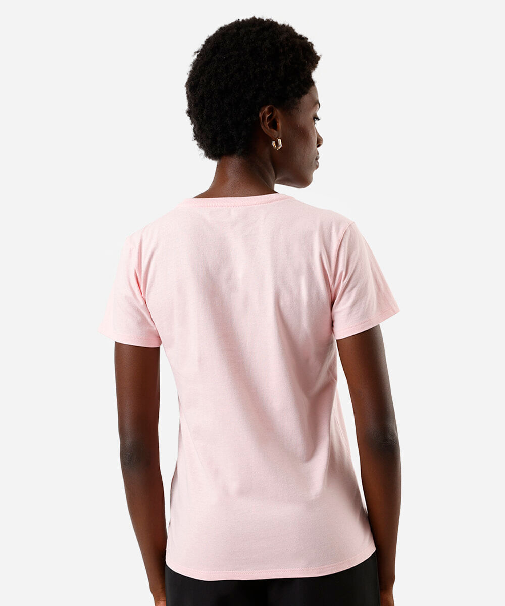 camiseta feminina de algodão mickey rosa