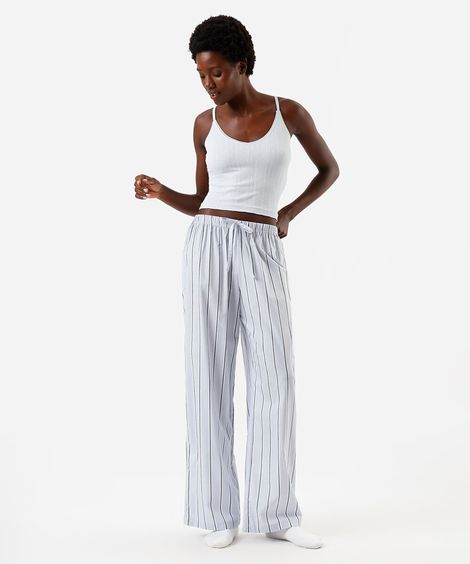 calça de pijama listrada azul
