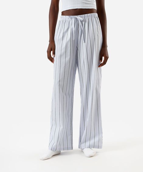 calça de pijama listrada azul