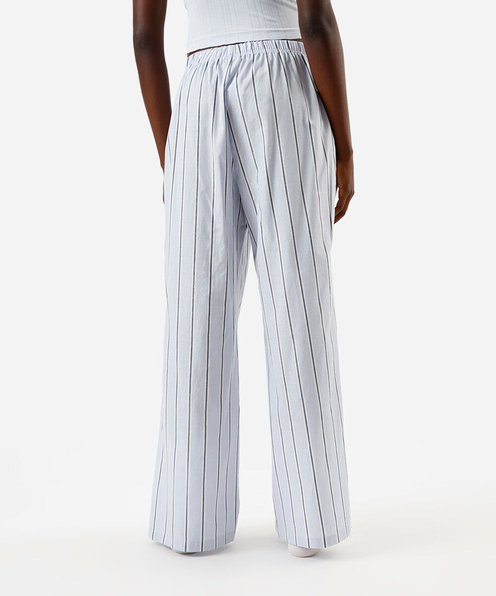 calça de pijama listrada azul