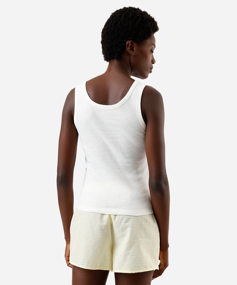 regata de pijama em algodão decote quadrado off white