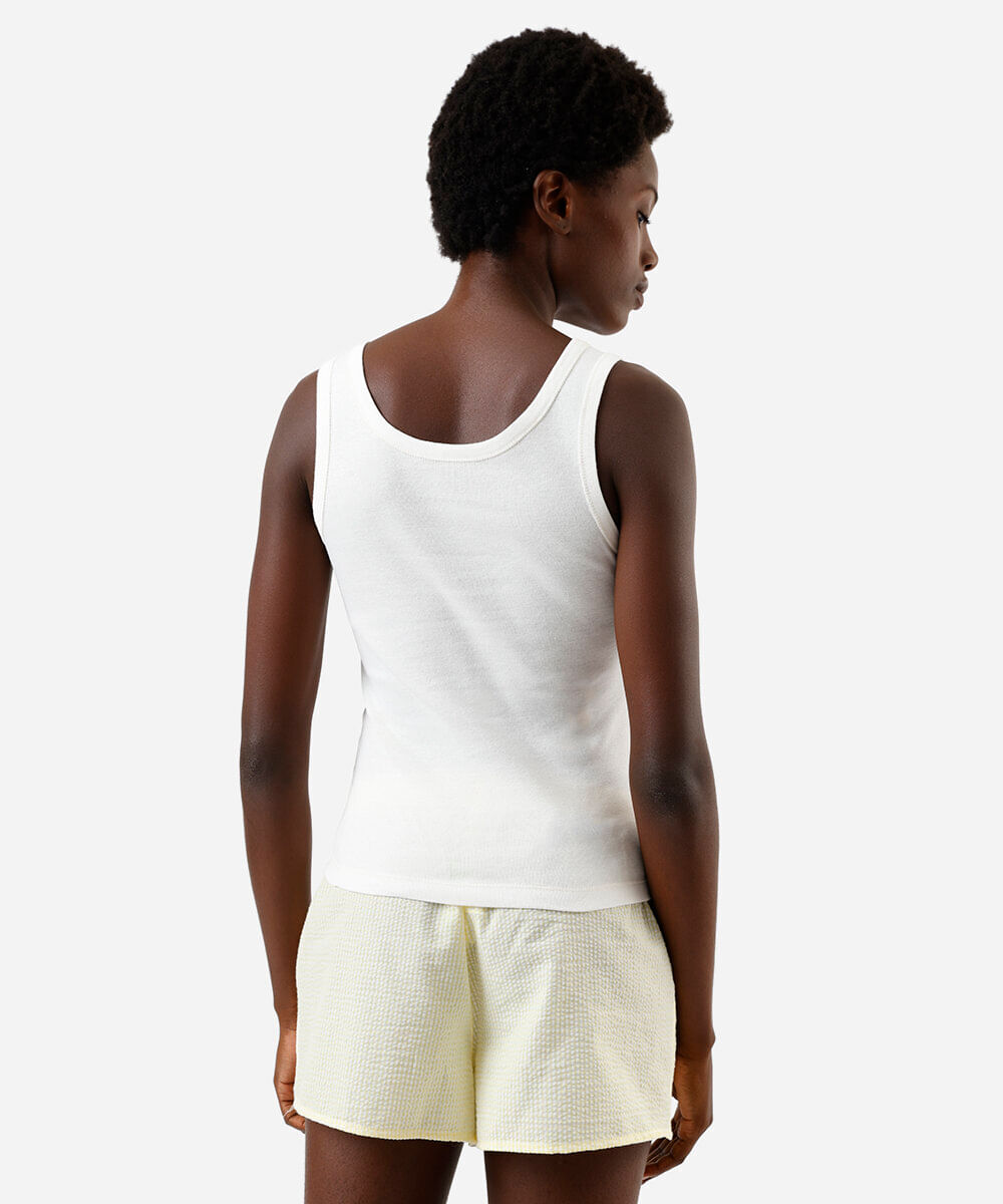 regata de pijama em algodão decote quadrado off white