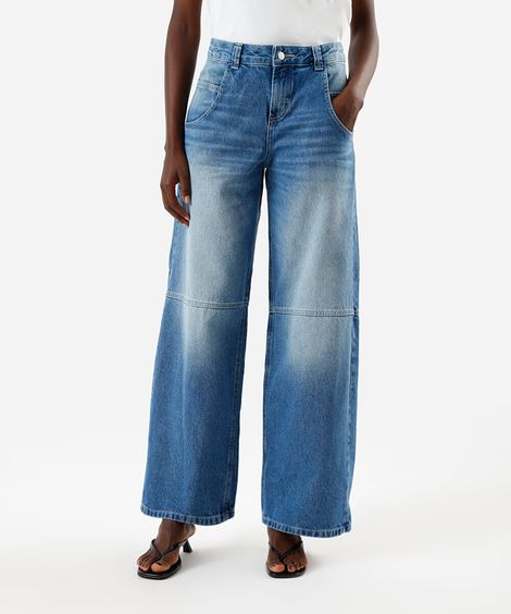 calça skater feminina jeans cintura baixa azul