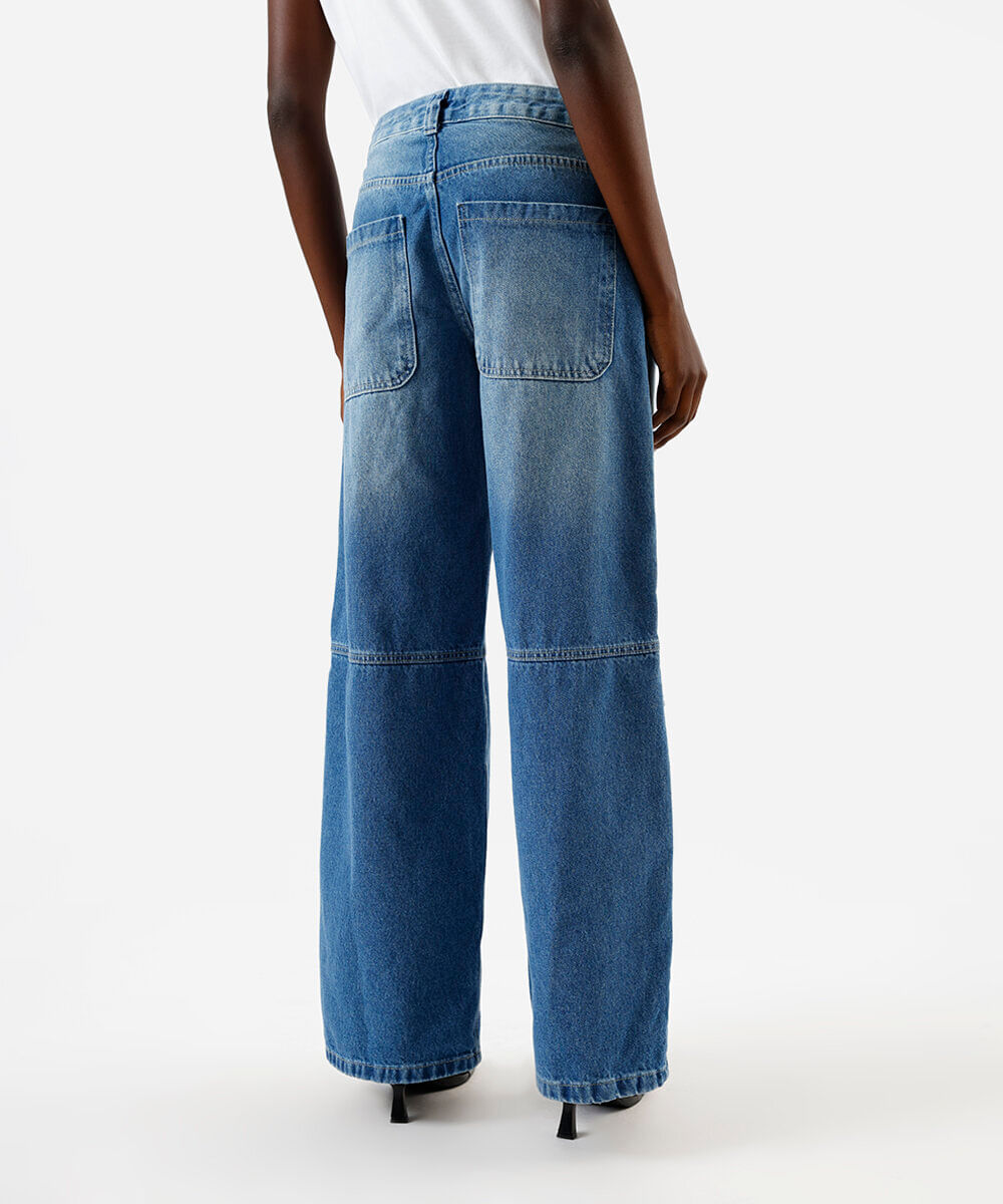 calça skater feminina jeans cintura baixa azul