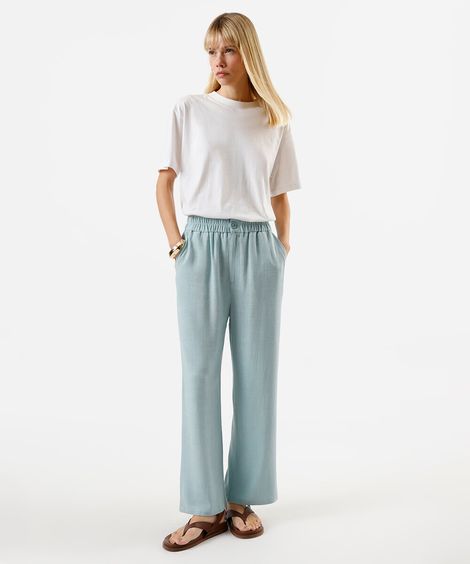calça feminina com linho clochard azul