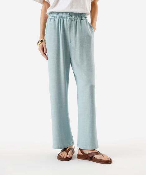 calça feminina com linho clochard azul