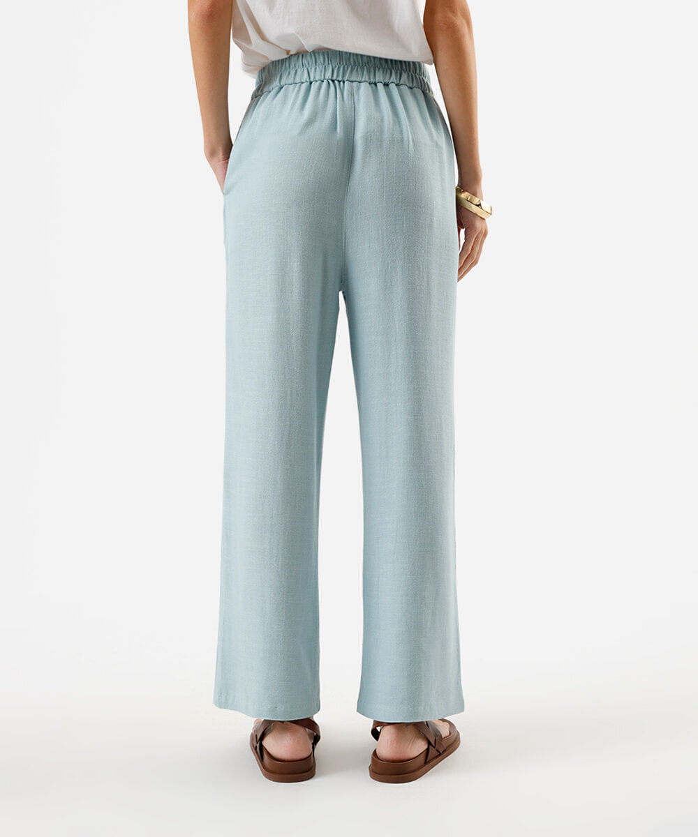 calça feminina com linho clochard azul