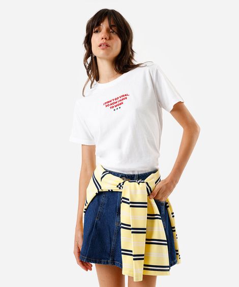 camiseta feminina estampada off white