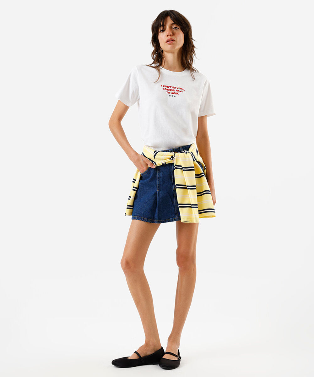 camiseta feminina estampada off white