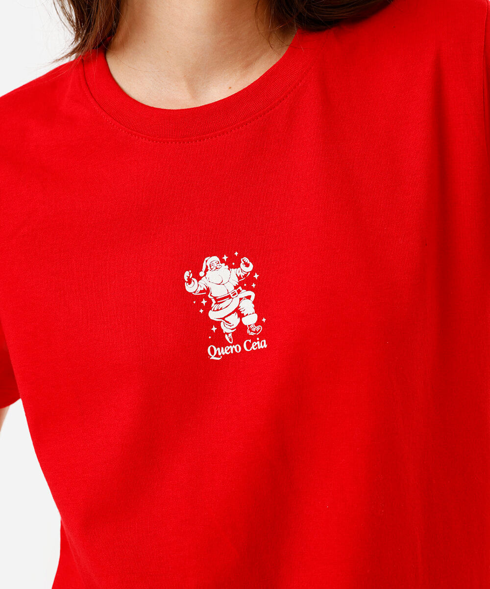 camiseta feminina quero ceia vermelha