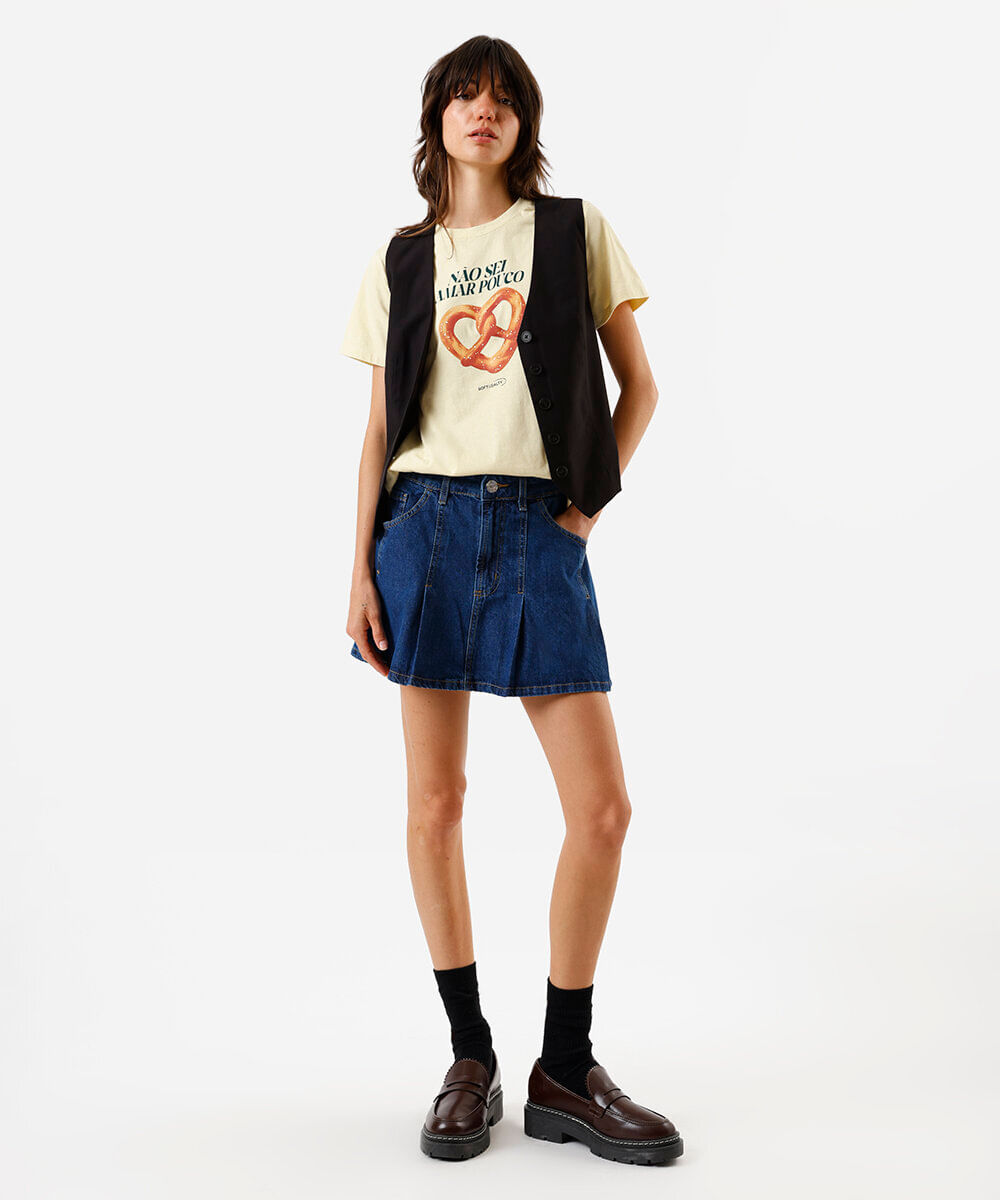 camiseta feminina não sei amar pouco amarela