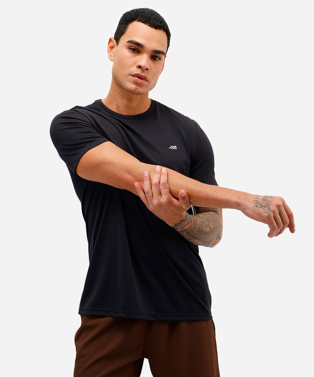 camiseta masculina básica esportiva ace manga curta preta