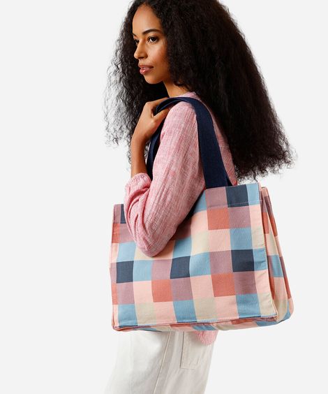 bolsa tote de lona estampada rosa