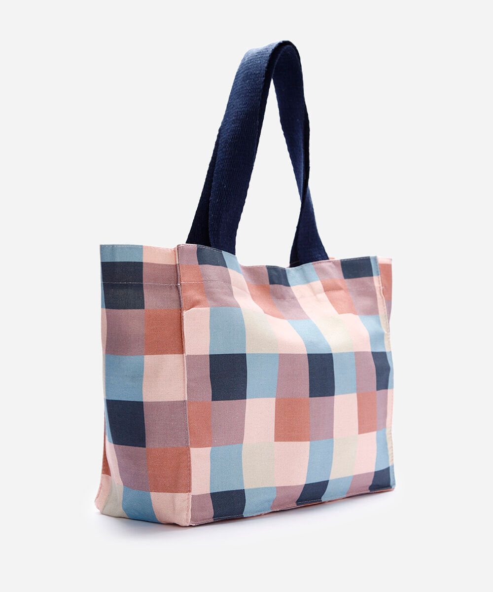 bolsa tote de lona estampada rosa