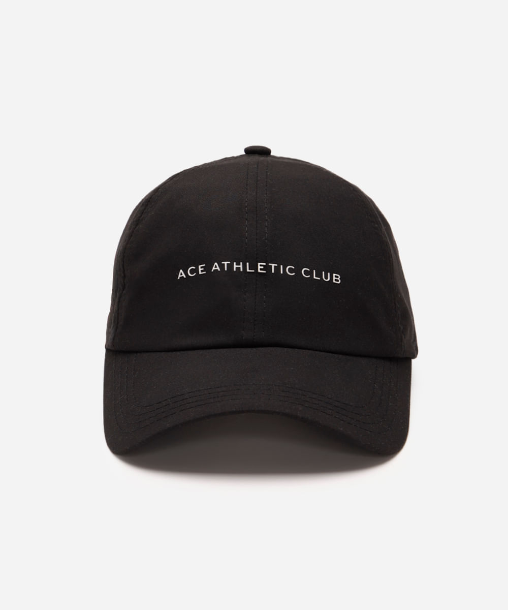 boné aba curva esportivo estampado preto