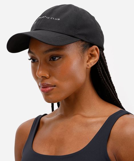 boné aba curva esportivo estampado preto