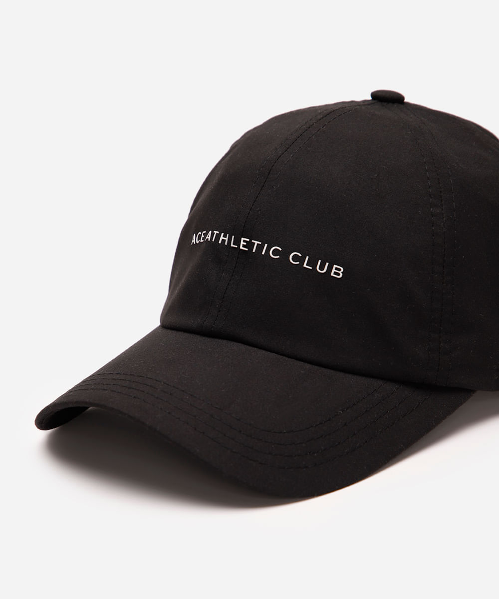 boné aba curva esportivo estampado preto