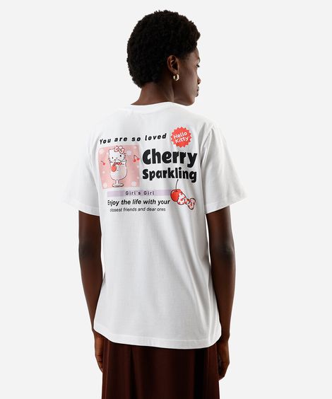 camiseta feminina hello kitty cherry off white