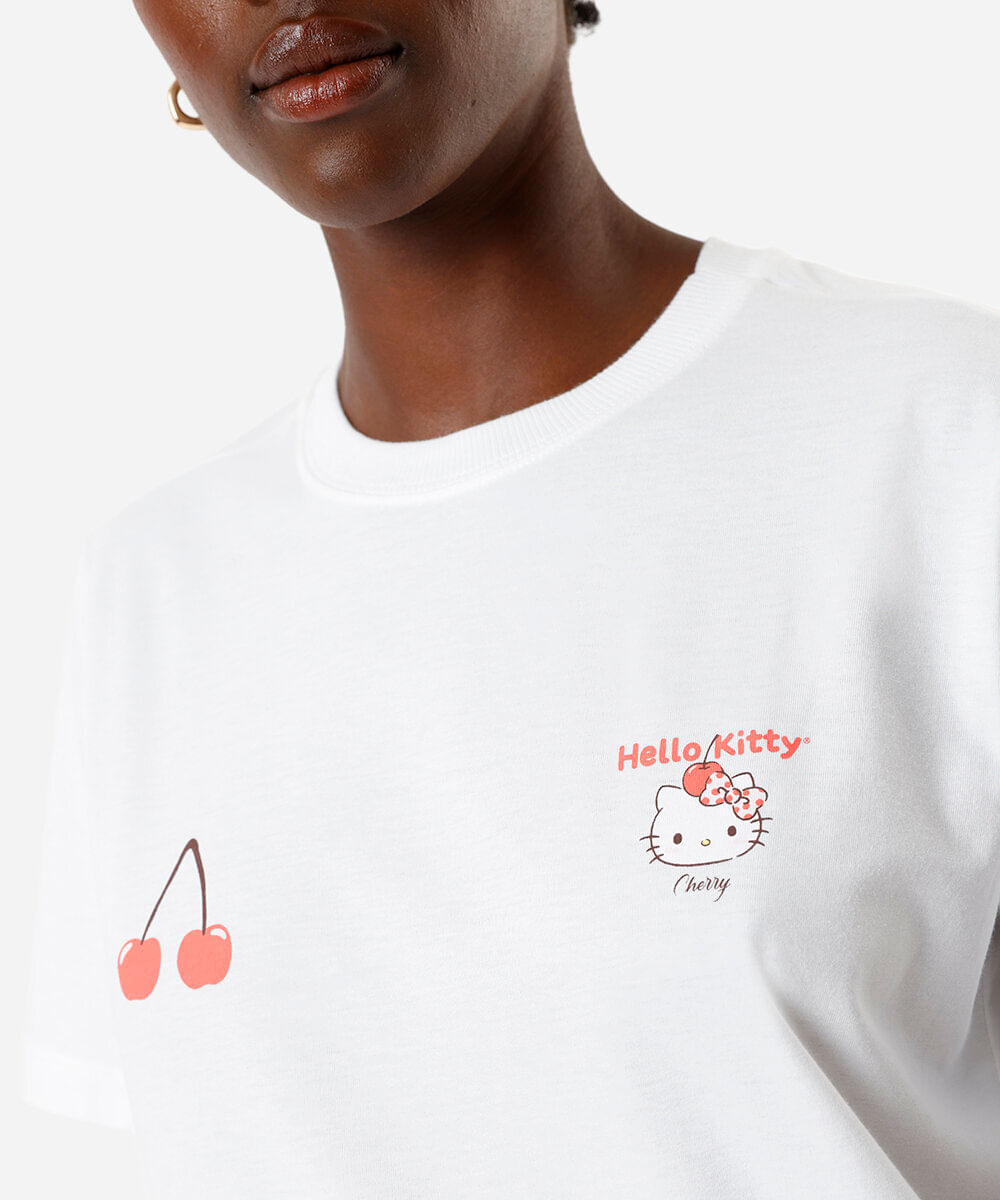 camiseta feminina hello kitty cherry off white