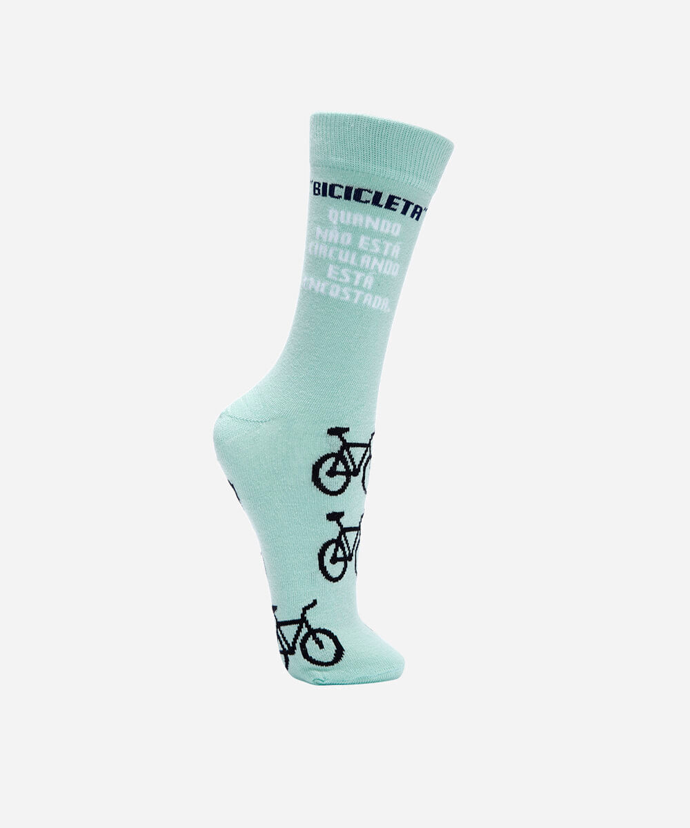 meia cano alto estampada verde