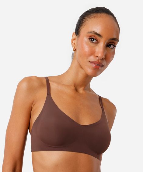sutiã triângulo feminino com bojo removível marrom