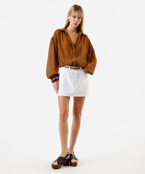 minissaia sarja cintura média com cinto branca