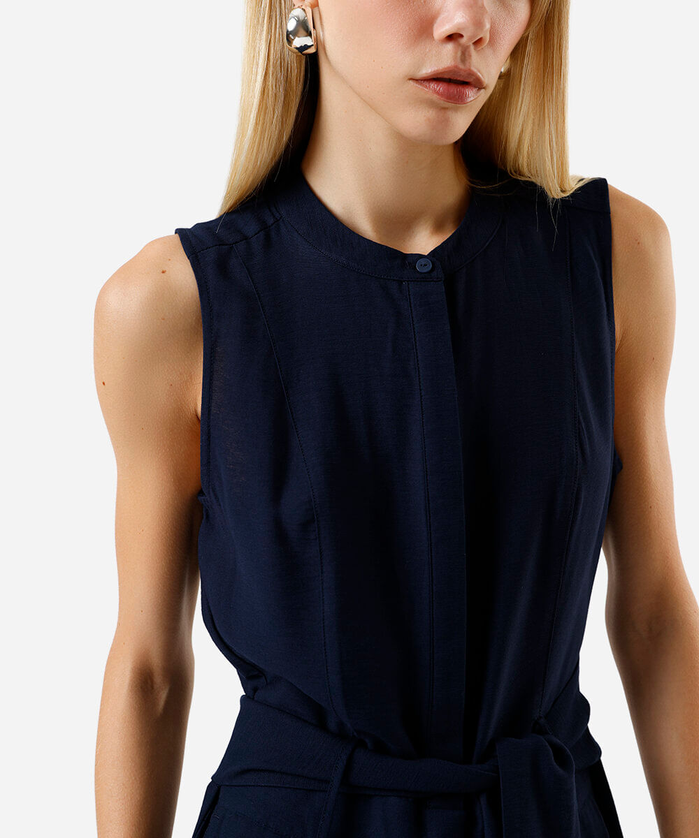 macacão feminino com faixa azul