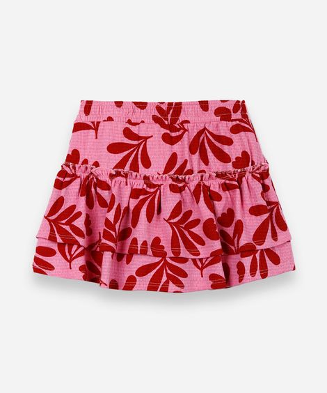 short saia infantil com babados floral colorido