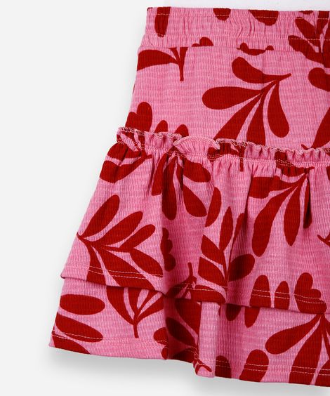short saia infantil com babados floral colorido