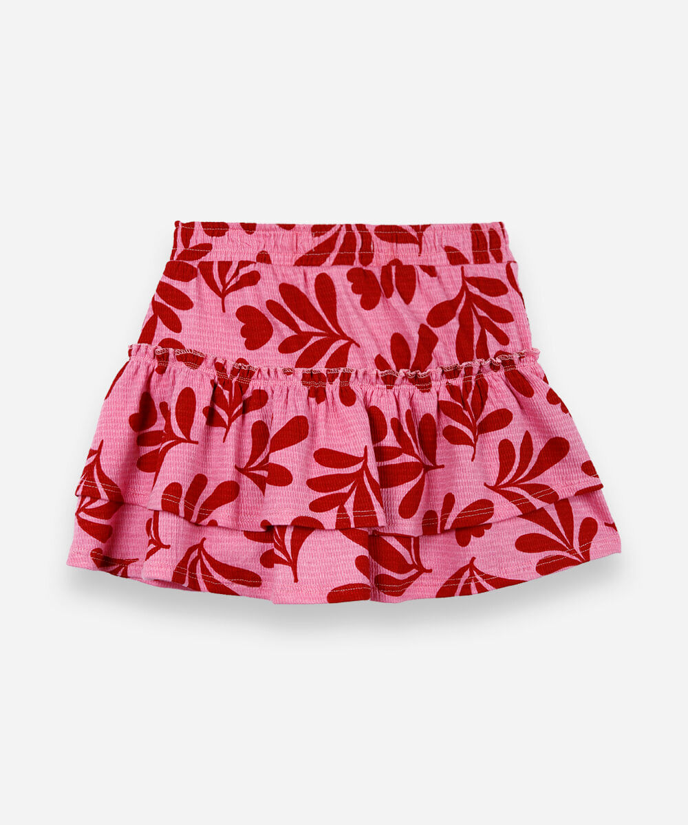 short saia infantil com babados floral colorido