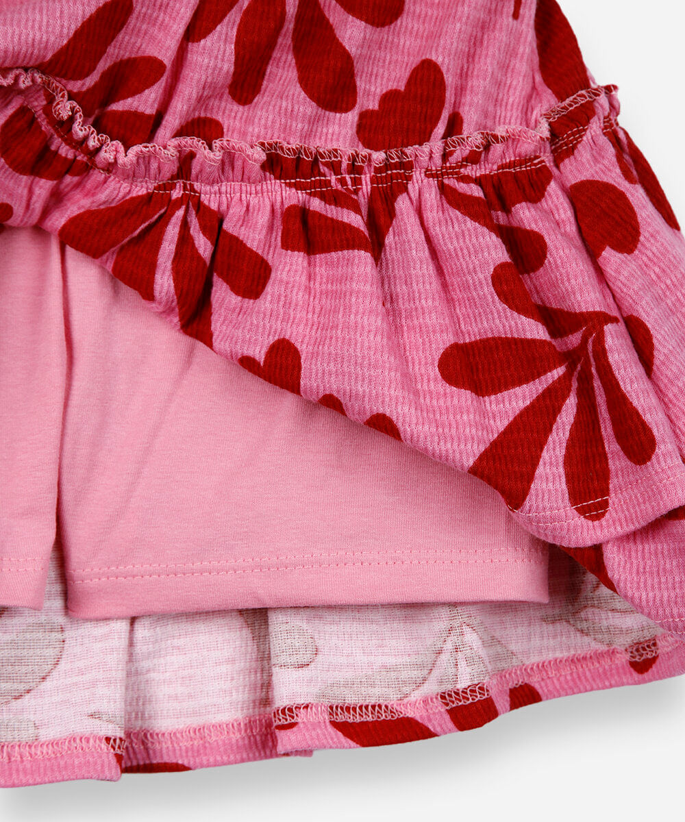 short saia infantil com babados floral colorido