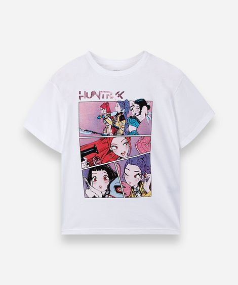 camiseta infantil nina guerreiras do kpop off white