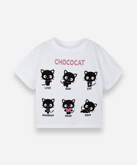 camiseta infantil nina chococat off white