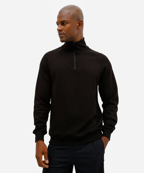 blusão masculino esportivo ace gola alta com zíper preto