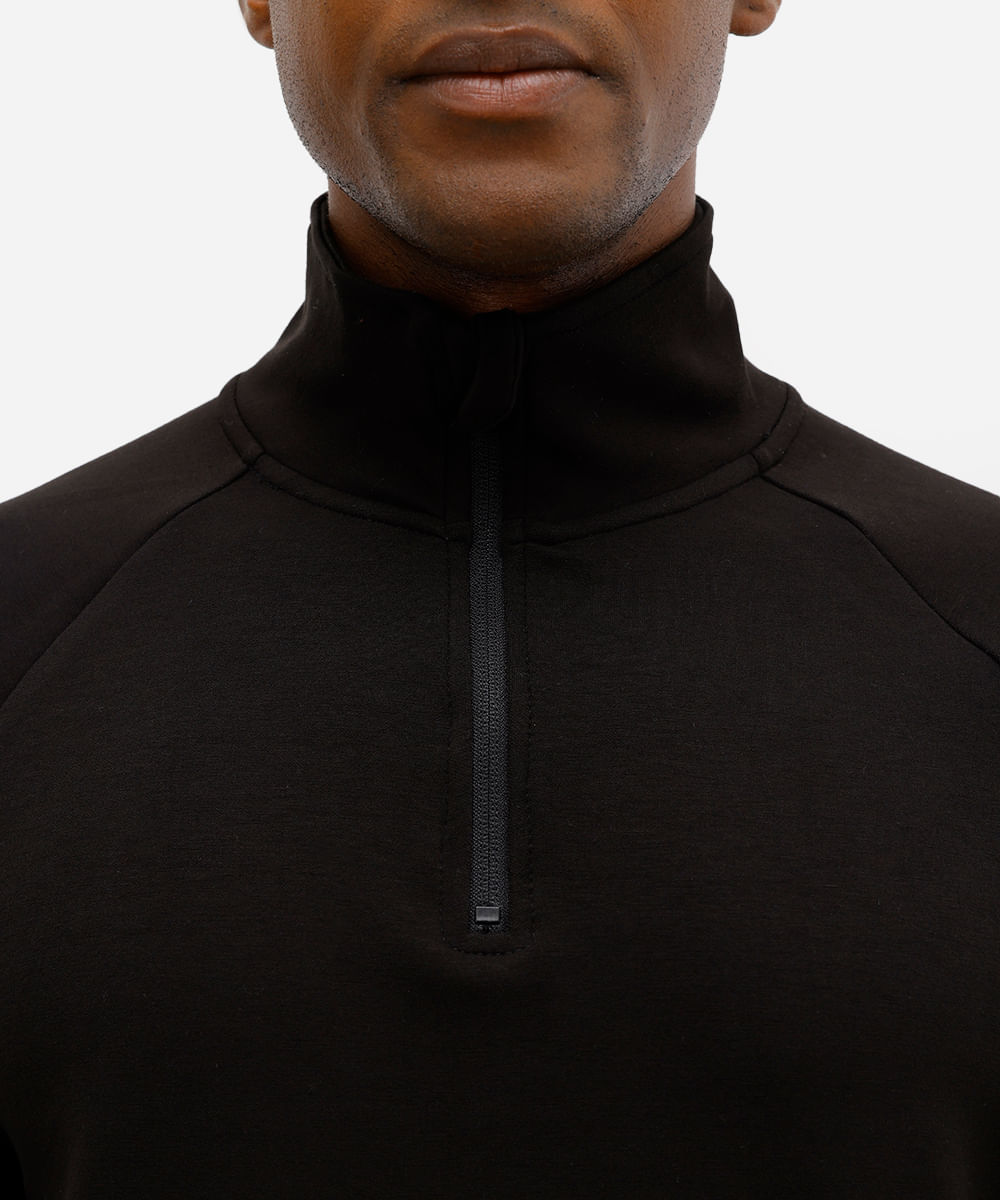 blusão masculino esportivo ace gola alta com zíper preto