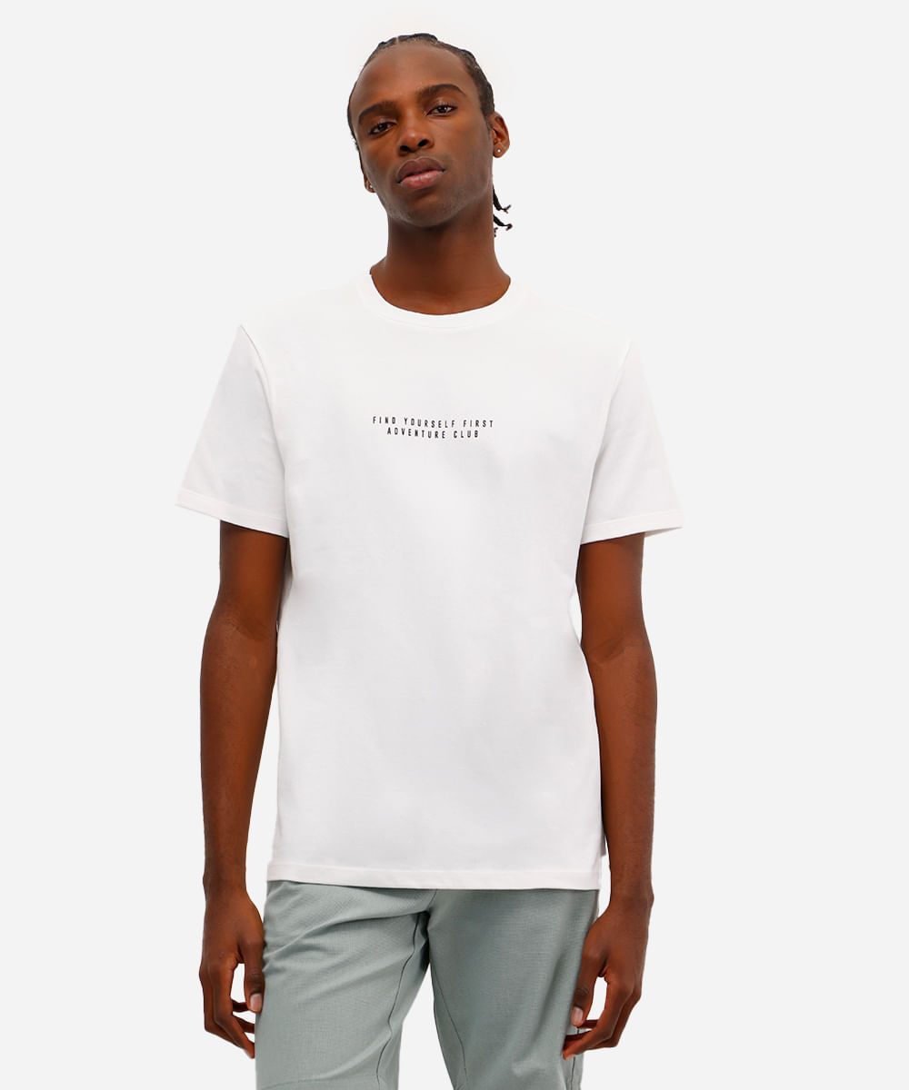 camiseta masculina de algodão estampada off white