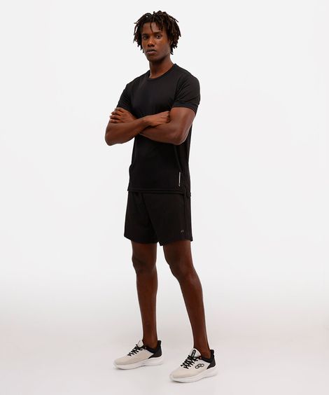 short masculino esportivo com bermuda interna preto