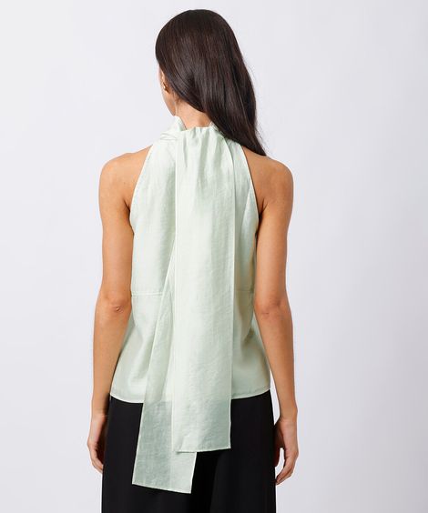 blusa halterneck feminina com recorte e amarração mindset verde