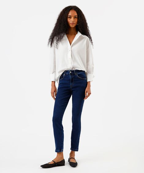 calça skinny feminina cintura alta azul