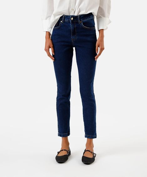 calça skinny feminina cintura alta azul