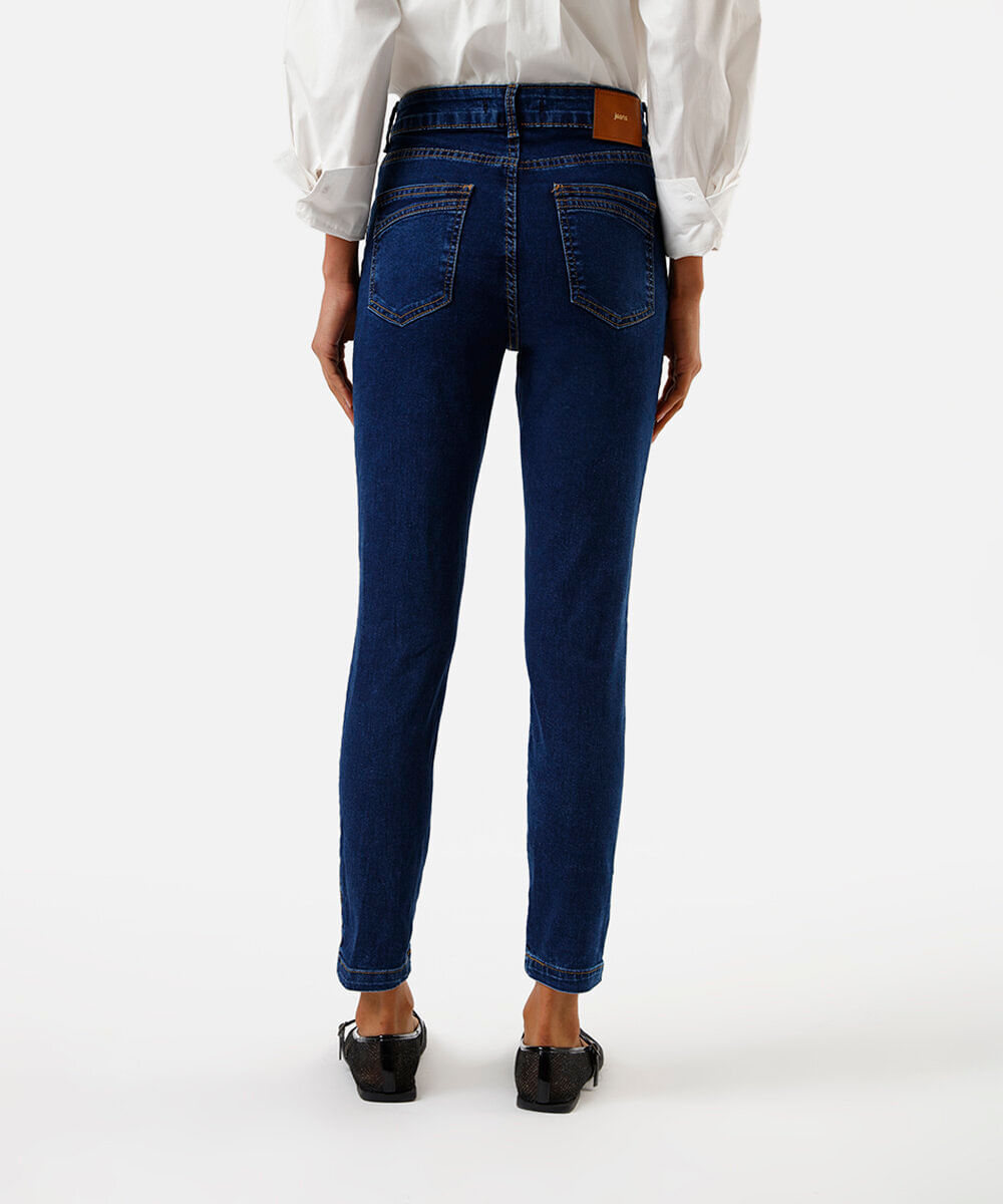 calça skinny feminina cintura alta azul
