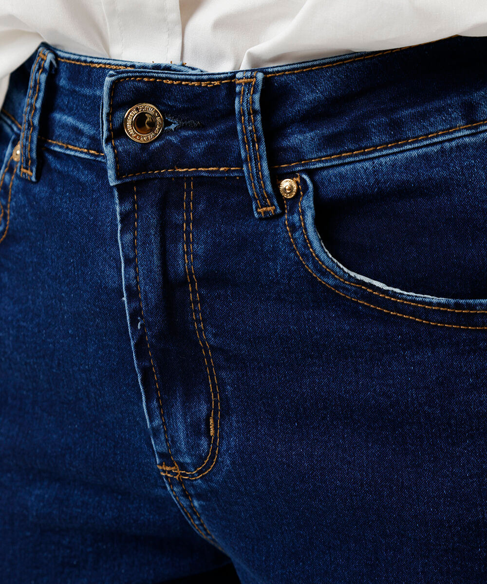 calça skinny feminina cintura alta azul