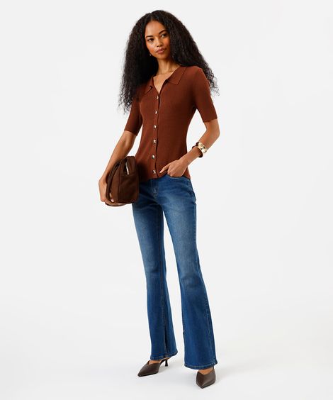 calça jeans feminina boot cut com cintura alta azul