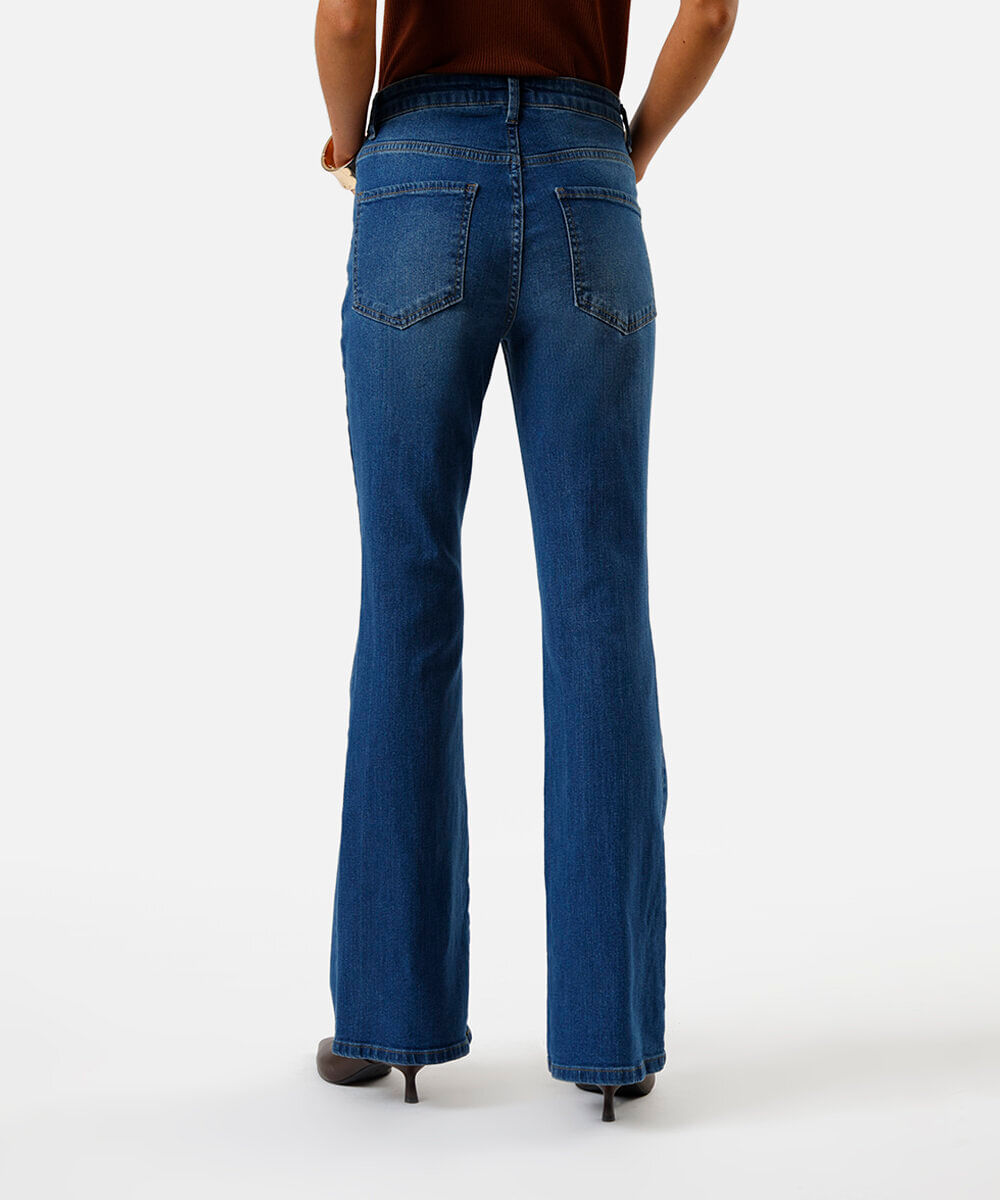 calça jeans feminina boot cut com cintura alta azul