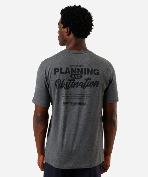camiseta esportiva masculina estampada cinza