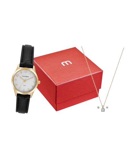 kit relógio feminino mondaine analógico 32794lpmkdh1k1 dourado