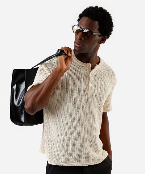 camiseta masculina de tricot off white